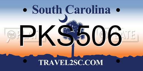 PKS506 South Carolina License Plate