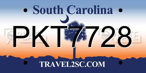 PKT7728 South Carolina License Plate