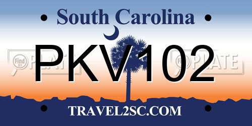 PKV102 South Carolina License Plate