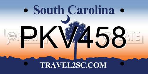 PKV458 South Carolina License Plate