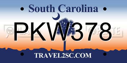 PKW378 South Carolina License Plate