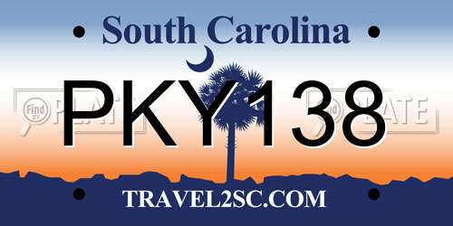 PKY138 South Carolina License Plate