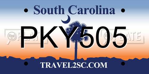PKY505 South Carolina License Plate
