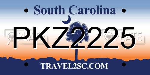 PKZ2225 South Carolina License Plate
