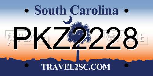 PKZ2228 South Carolina License Plate