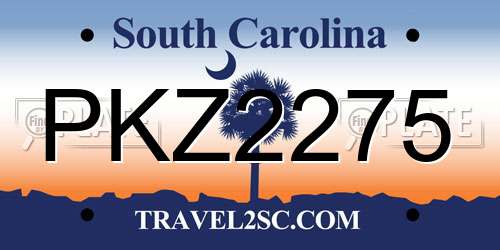 PKZ2275 South Carolina License Plate