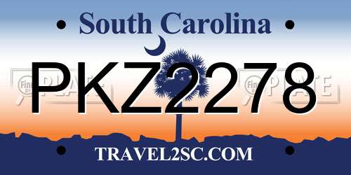 PKZ2278 South Carolina License Plate