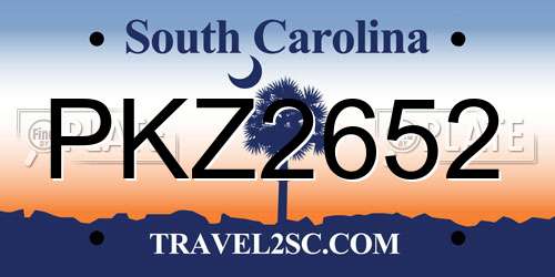 PKZ2652 South Carolina License Plate