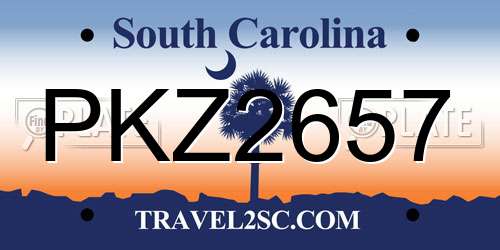 PKZ2657 South Carolina License Plate