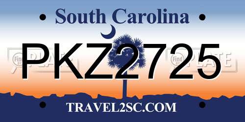 PKZ2725 South Carolina License Plate