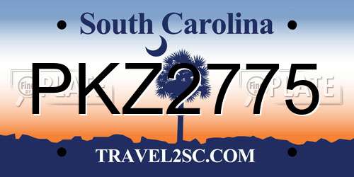 PKZ2775 South Carolina License Plate