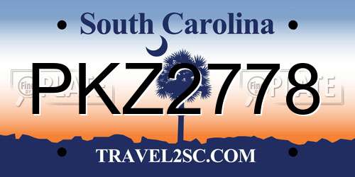 PKZ2778 South Carolina License Plate
