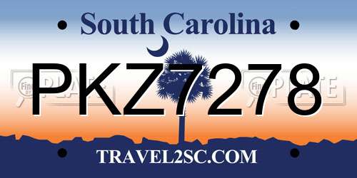 PKZ7278 South Carolina License Plate