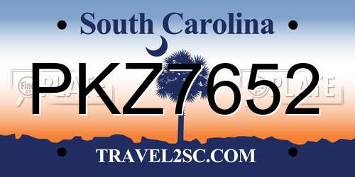 PKZ7652 South Carolina License Plate
