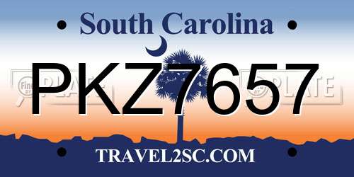 PKZ7657 South Carolina License Plate