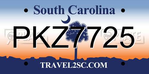 PKZ7725 South Carolina License Plate