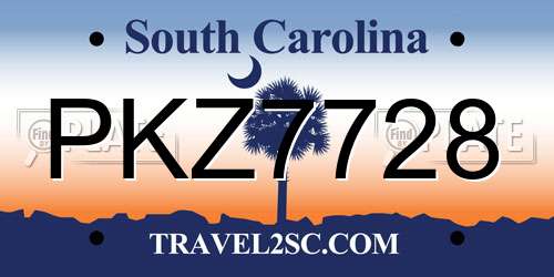 PKZ7728 South Carolina License Plate