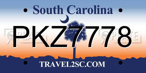 PKZ7778 South Carolina License Plate