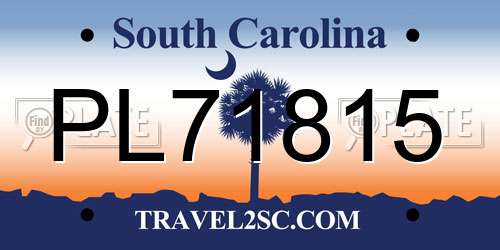 PL71815 South Carolina License Plate