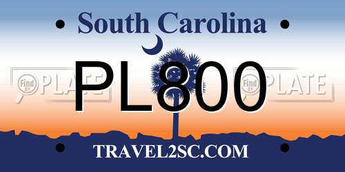 PL800 South Carolina License Plate