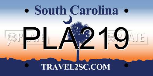 PLA219 South Carolina License Plate