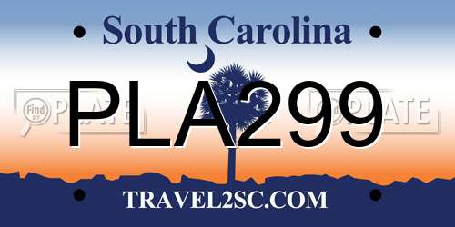 PLA299 South Carolina License Plate