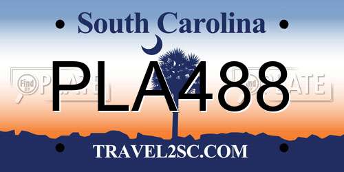 PLA488 South Carolina License Plate