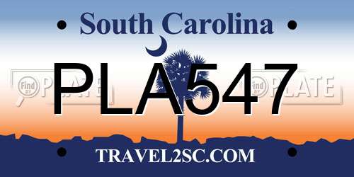 PLA547 South Carolina License Plate