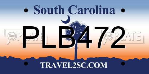 PLB472 South Carolina License Plate