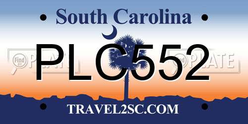 PLC552 South Carolina License Plate