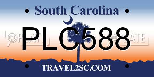 PLC588 South Carolina License Plate