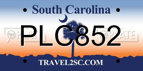 PLC852 South Carolina License Plate