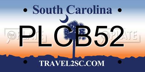 PLCB52 South Carolina License Plate