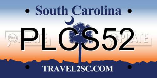 PLCS52 South Carolina License Plate