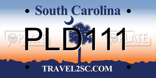 PLD111 South Carolina License Plate