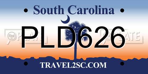 PLD626 South Carolina License Plate