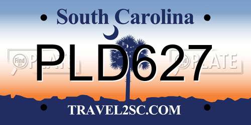 PLD627 South Carolina License Plate