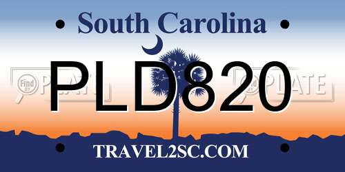 PLD820 South Carolina License Plate