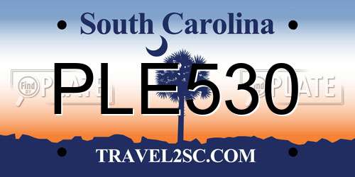 PLE530 South Carolina License Plate