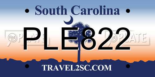 PLE822 South Carolina License Plate