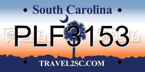 PLF3153 South Carolina License Plate