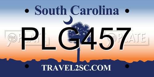 PLG457 South Carolina License Plate