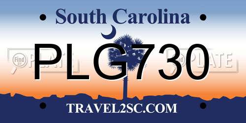 PLG730 South Carolina License Plate
