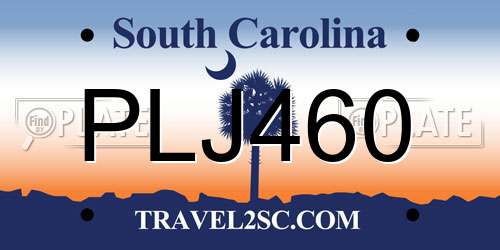 PLJ460 South Carolina License Plate