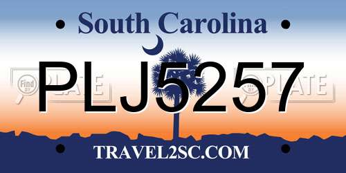 PLJ5257 South Carolina License Plate