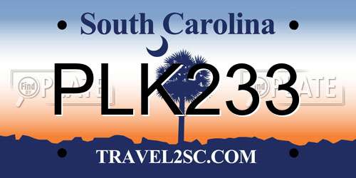 PLK233 South Carolina License Plate