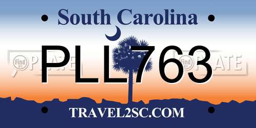 PLL763 South Carolina License Plate
