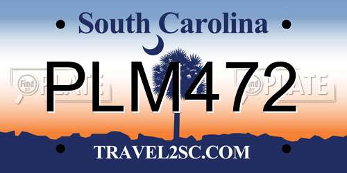 PLM472 South Carolina License Plate