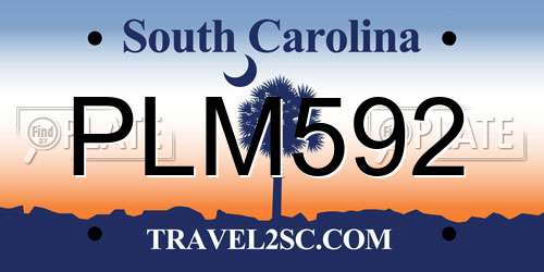 PLM592 South Carolina License Plate