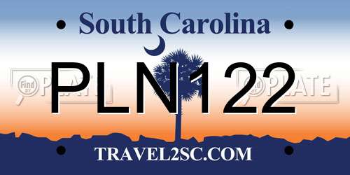 PLN122 South Carolina License Plate